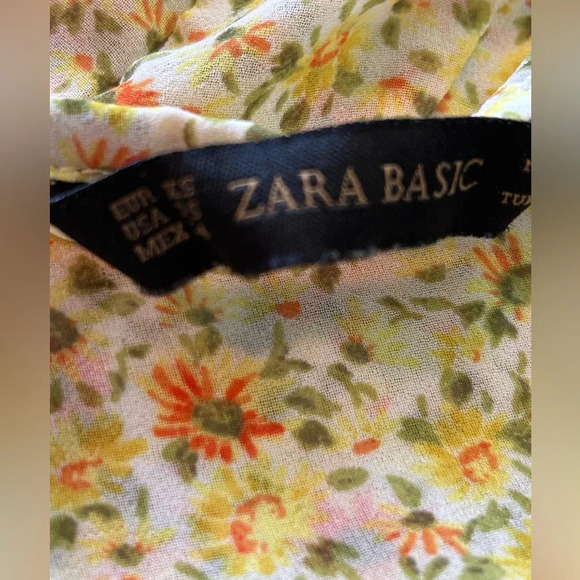 Zara basic yellow floral halter tank sz XS - Picture 3 of 3
